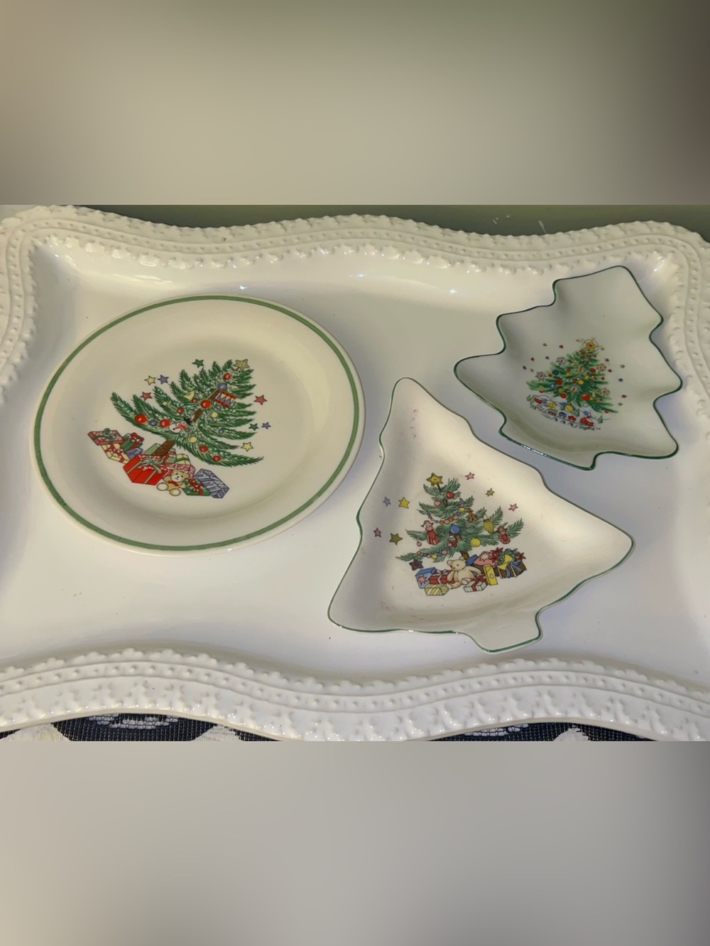 Decorative Christmas tree theme trinket dishes Set of 3